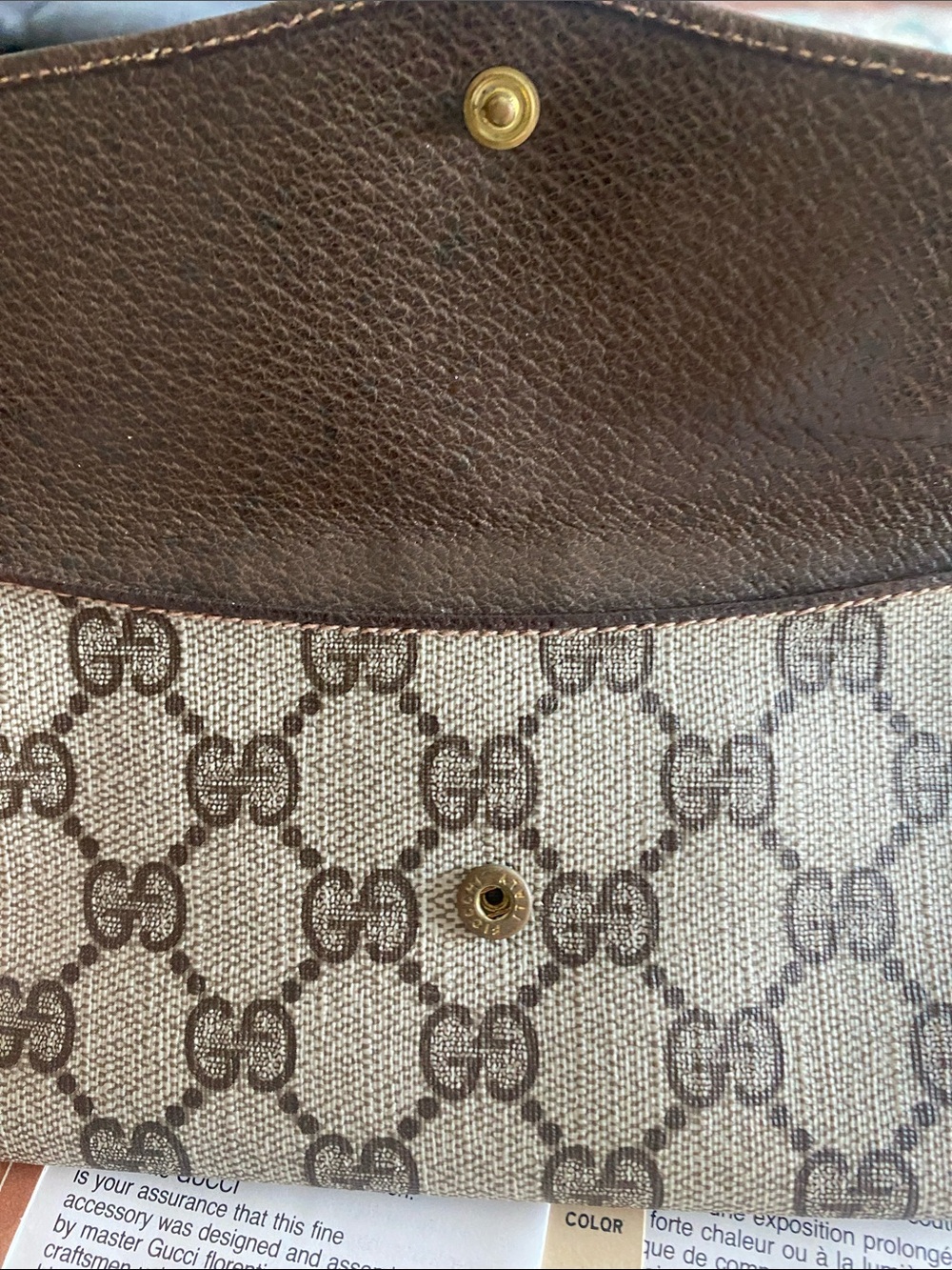 NWT 1980’s Gucci Brown GG Canvas Snap Accessory Wallet with Gold-Tone Hardware - Picture 3 of 6
